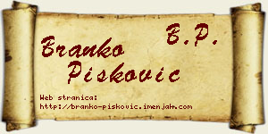 Branko Pisković vizit kartica
